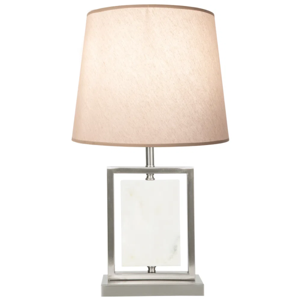 BASE PARA ABAJUR LITHOS BRANCO E NICKEL (C)22CM (L)12CM (A)39CM 1X40W E27