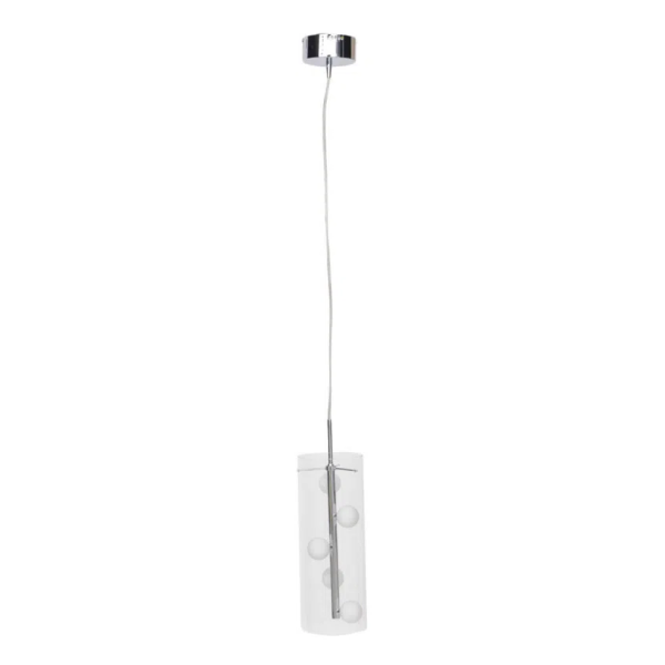 PENDENTE METAL E VIDRO D 15CM X 45CM 5XG4 127V / 220V CROMADO E TRANSPARENTE - MO0014-5P220V
