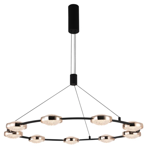 PENDENTE BEEP PRETO E DOURADO (D)90CM (C)0CM (L)0CM (A)6CM 6X7,5W 3000K 4200LM