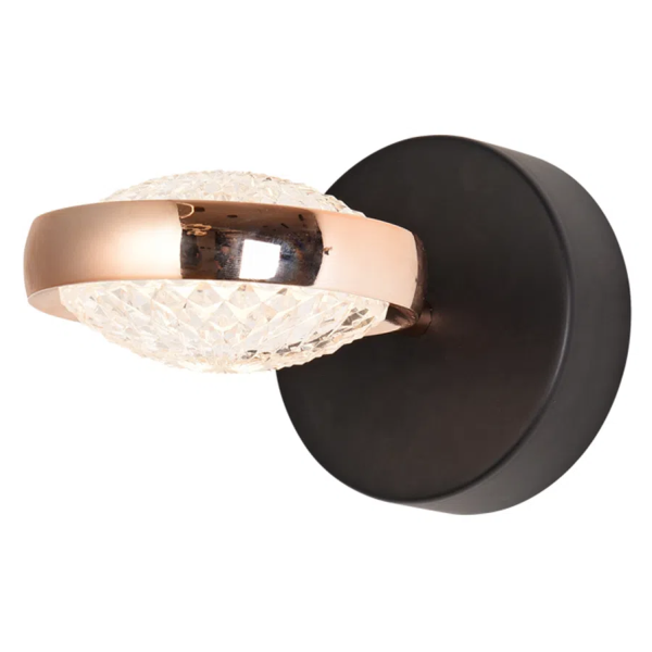 ARANDELA BEEP PRETO E DOURADO (C)20CM (L)12CM (A)6CM 1X8W 3000K 500LM LED