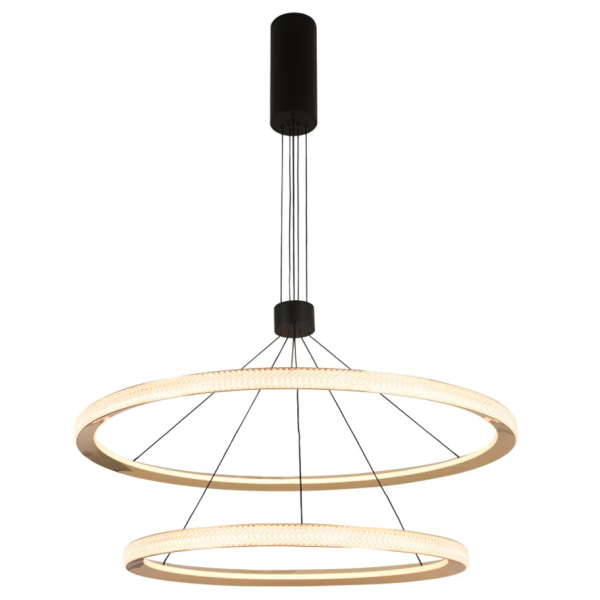 PENDENTE MERIDIANO PRETO E DOURADO (D)80 + 60CM (A)3.5CM 1X125W 3000K 4200LM LED