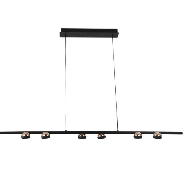 PENDENTE OTO PRETO E ROSE GOLD (C)140CM (L)10CM (A)6CM  6X5W 3000K 3100LM LED