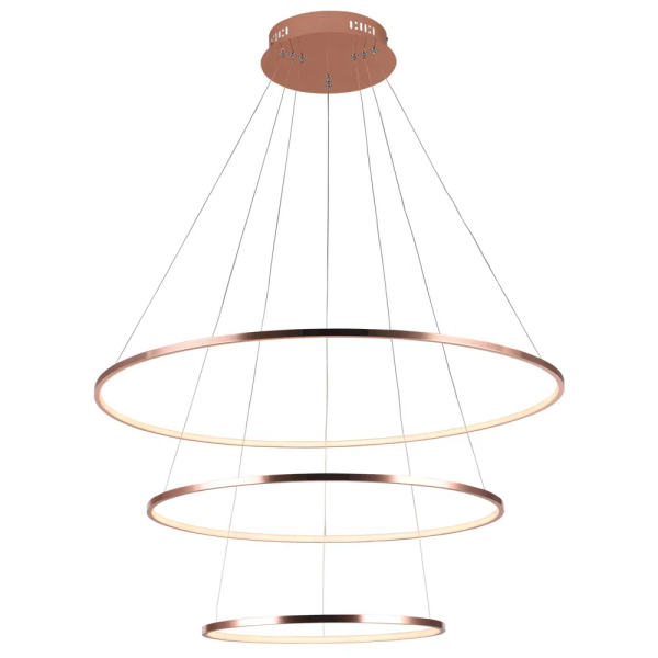 PENDENTE BIRDIE ROSE GOLD E BRANCO (D)80 + 60 + 40CM (A)42CM 17W + 13W + 9W - KW002E