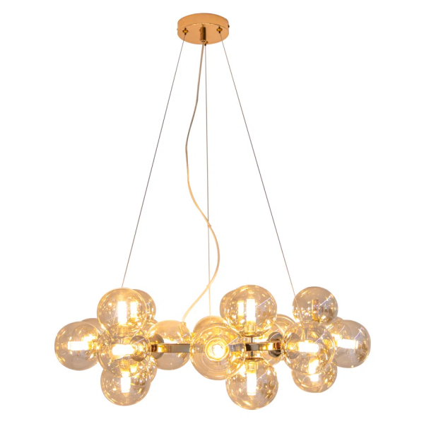 PENDENTE HALO DOURADO E CONHAQUE (D)69.5CM (A)24CM 25XG9 125W