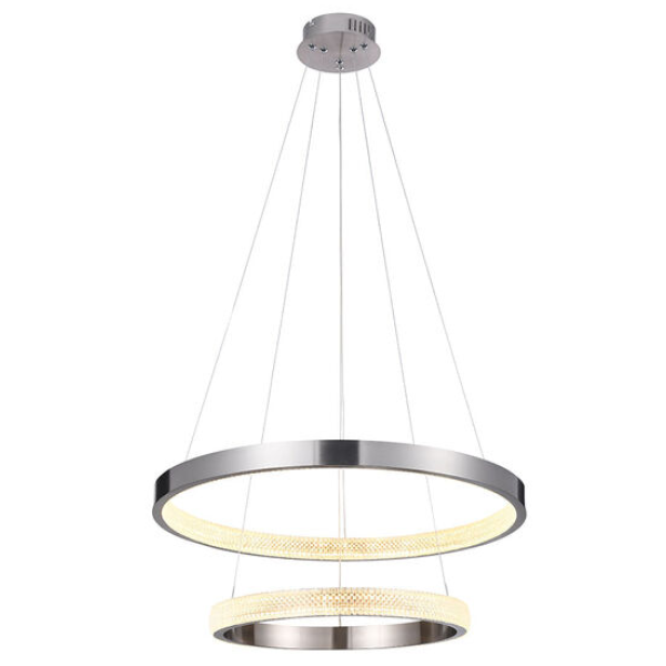 PENDENTE OCA NICKEL E TRANSPARENTE (D)60 + 40CM (A)4CM 32W +22W 3000K 2970LM - GD002NK