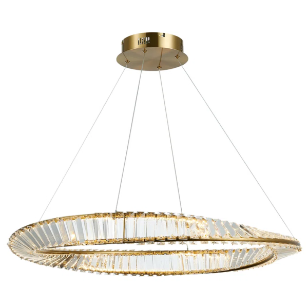 PENDENTE INIS DOURADO E TRANSPARENTE (D)80CM (A)8CM 1X72W 3000K 2705LM LED