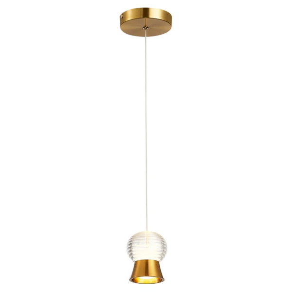 PENDENTE BAMBINI BRONZE E TRANSPARENTE (D)9,5CM (A)1CM 1X8W 3000K 320LM LED