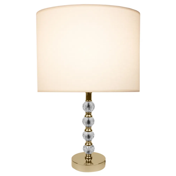 BASE PARA ABAJUR LIT DOURADO E TRANSPARENTE (D)12CM (A)32,5CM  1X40W   E27