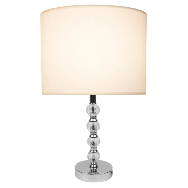 BASE PARA ABAJUR LIT CROMADO E TRANSPARENTE (D)12CM (A)32,5CM 1X40W E27