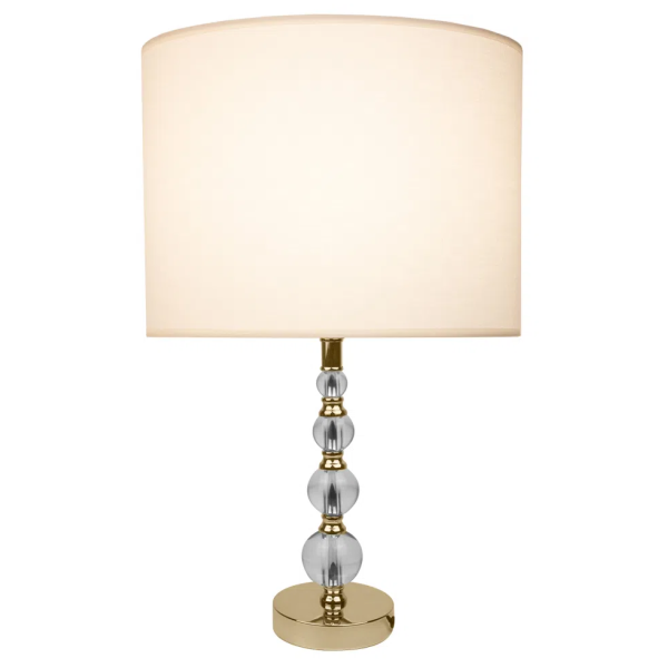 Base Para Abajur Lit Dourado e Transparente (d)12cm (a)34cm 1x40w E27