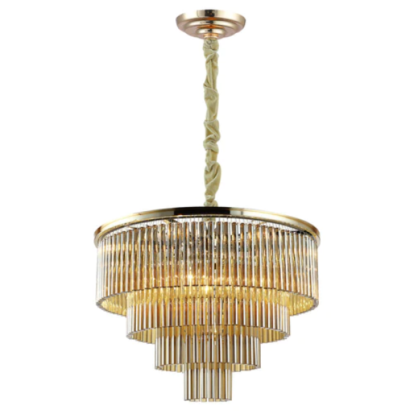 PENDENTE VIVI DOURADO E CONHAQUE (D)60CM (A)42CM 9XE14 360W - AQ031G