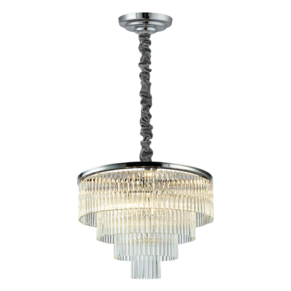 PENDENTE VIVI CROMADO E TRANSPARENTE (D)60CM (A)42CM  9XE14 360W