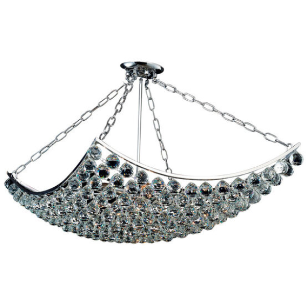 LUSTRE EZE 60CM X 104CM X 50CM 8XE14 127V / 220V CROMADO E TRANSPARENTE - AQ004L
