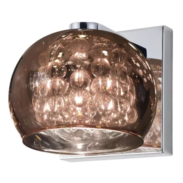 ARANDELA SOHO CROMADO TRANSPARENTE E COBRE (C)16CM (L)13CM (A)12CM 1XG9 25W - HO7616CO