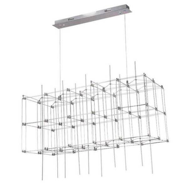 PENDENTE SKY CROMADO E TRANSPARENTE (C)91CM (L)41CM (A)40CM 54X0,2W 3000K 8 - JJ008