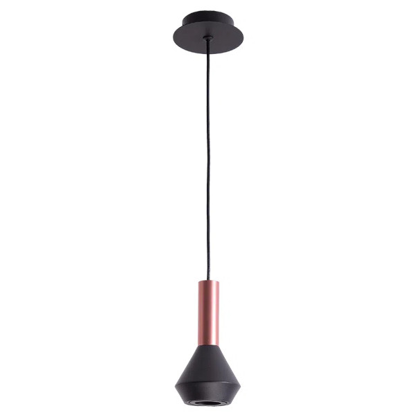 PENDENTE PITUCO ROSE GOLD E PRETO E PRETO (D)10CM (A)18.7CM 1XGU10 10W - ML015B
