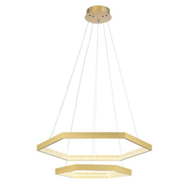 PENDENTE HEX DOURADO E TRANSPARENTE (D)60 + 40CM (A)3.5CM 30W + 20W 3000K 2550LM - GD005