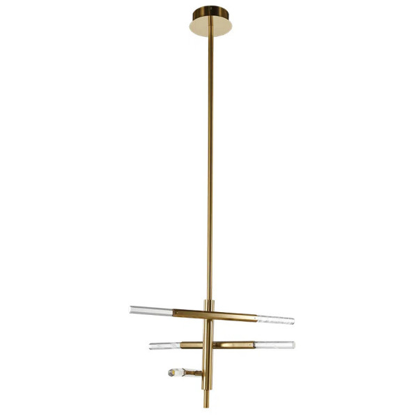 PENDENTE PÉTRA DOURADO E TRANSPARENTE (D)54CM (A)31CM 3X6W 3000K 900LM - OC009