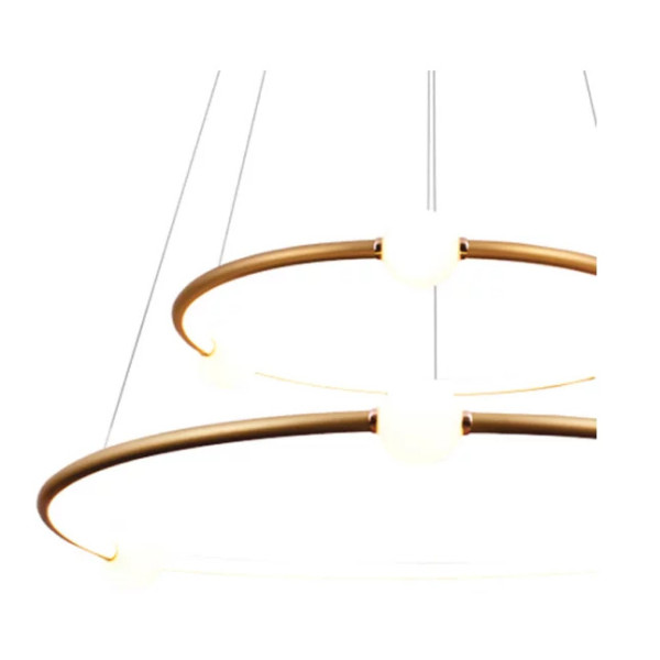 PENDENTE NÉBULA DOURADO DE BRANCO (D)87 + 64CM 1X80W 3000K 4000LM - DW005LG