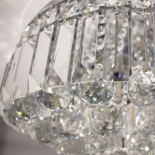 PLAFON DE SOBREPOR KRI CROMADO E TRANSPARENTE (D)40CM (A)24CM 5XG9 200W - HU1103