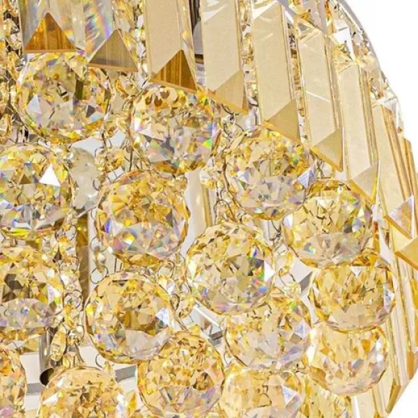 PLAFON DE SOBREPOR KRI CROMADO E AMBAR (D)40CM (A)24CM 5XG9 200W - HU1103A