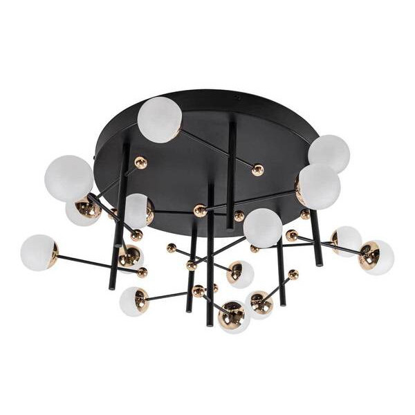 PLAFON DE SOBREPOR FUXICO DOURADO E PRETO E BRANCO (D)58CM (A)30CM 15X3W 3000K 2250LM - JU005