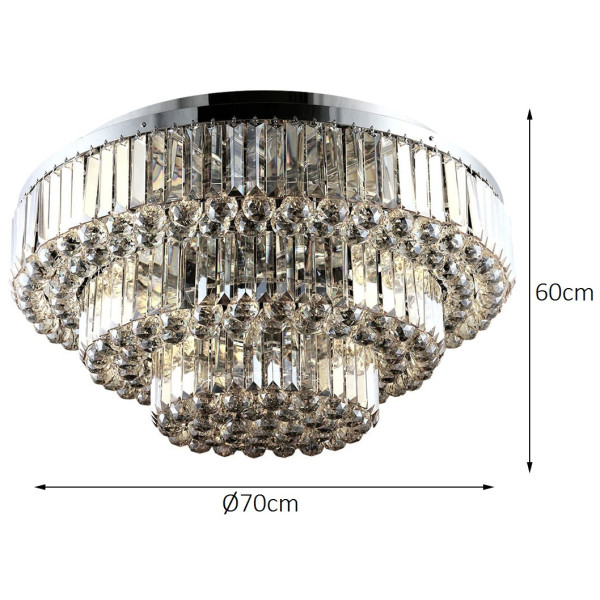 LUSTRE DIJON CROMADO E TRANSPARENTE (D)70CM (A)60CM 12XE14 480W - AQ009