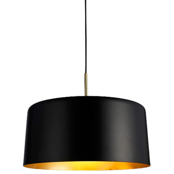 PENDENTE BOT PRETO E DOURADO (D)50CM (A)38,5CM 1X40W E27