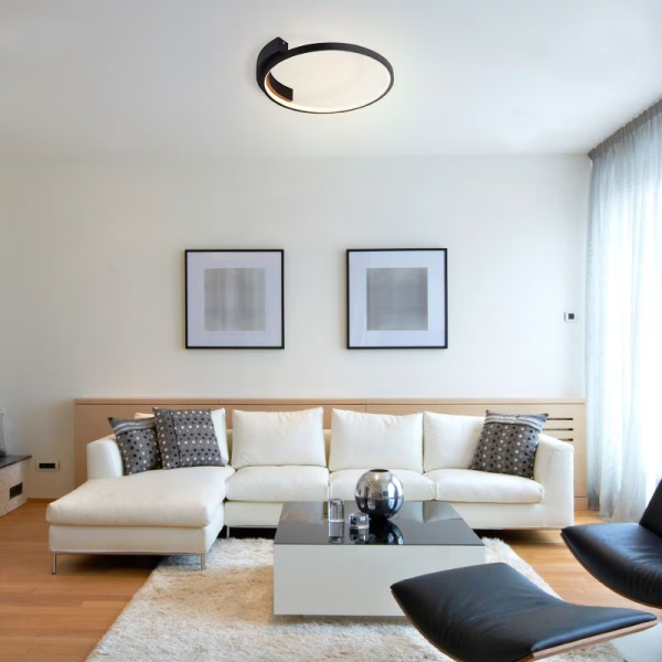 PLAFON DE SOBREPOR BAMBOLE PRETO (D)40CM (A)6CM 1X24W 3000K 813LM - FO026SB