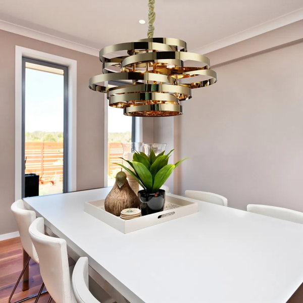 PENDENTE ATHENA DOURADO (D)80CM (A)40CM 5XE14 200W - AQ029