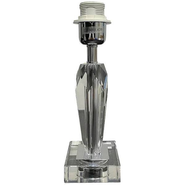 BASE PARA ABAJUR KRISTALO CROMADO E TRANSPARENTE (C)8CM (L)8CM (A)27CM 1XE27 40W - XL002