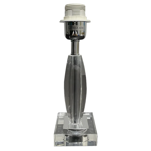 BASE PARA ABAJUR KRISTALO CROMADO E TRANSPARENTE (C)8CM (L)8CM (A)27CM 1XE27 40W - XL003
