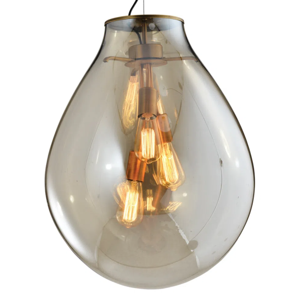 PENDENTE CAJU BRONZE E CONHAQUE (D)48CM (A)63CM 3XE27 120W - RZ001EL