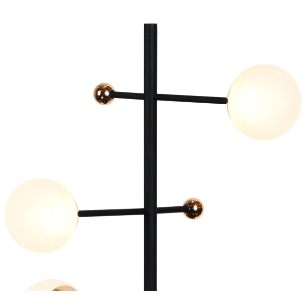 ABAJUR FUXICO DOURADO E PRETO E BRANCO (D)28CM (A)52CM 4X3W 3000K 600LM - JU004