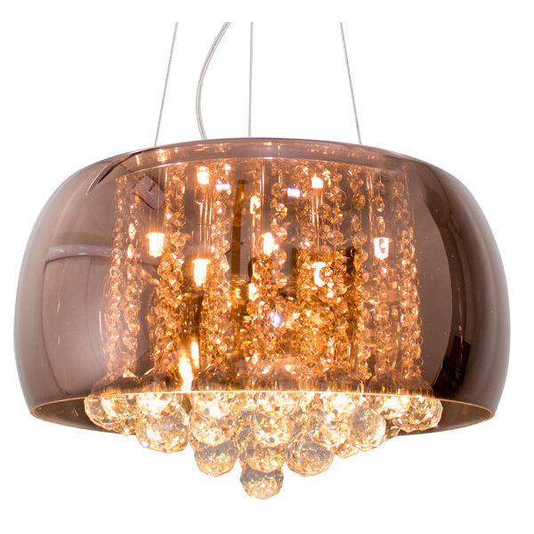 PENDENTE / PLAFON SOHO CROMADO TRANSPARENTE E COBRE (D)50CM (A)28CM 6XG9 150W - PD001CO