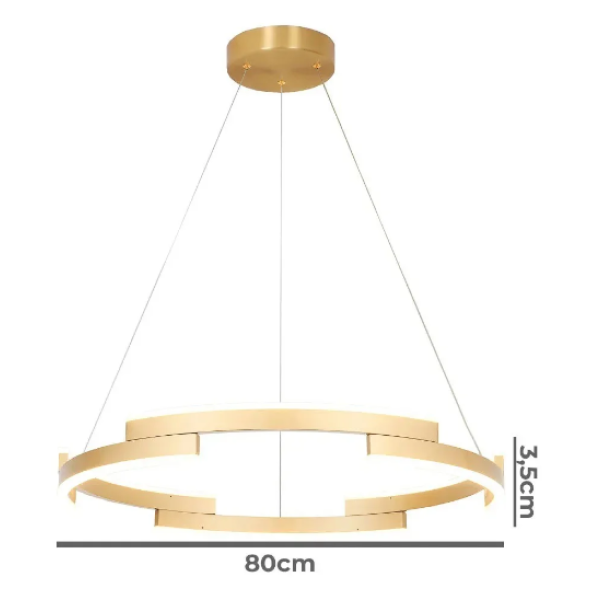 Pendente Match Dourado (D)80Cm (C)0Cm (L)20Cm (A)3,5Cm 1X72W 3000K 4320Lm Led - MV001