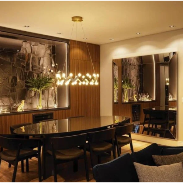 PENDENTE SARAU DOURADO (D)82.5CM (A)19.8CM 32X1.4W 3000K 2800LM - HS002