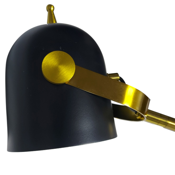 ABAJUR JUJU PRETO E DOURADO (C)5CM (L)18CM (A)43CM 1X40W BOLINHA