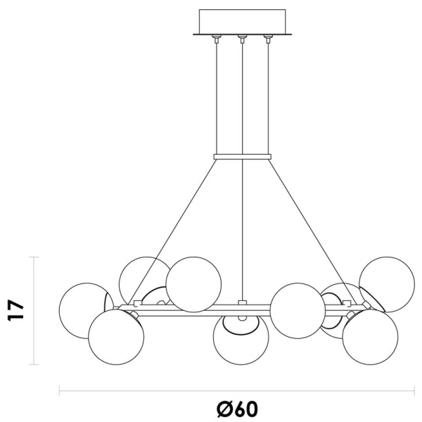 PENDENTE SPIRIT DOURADO / PRETO E TRANSPARENTE (D)60CM (A)15CM 9X3W 3000K 1620LM LED