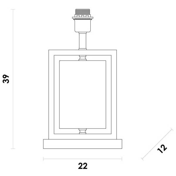 BASE PARA ABAJUR LITHOS PRETO E DOURADO (C)22CM (L)12CM (A)39CM 1X40W E27