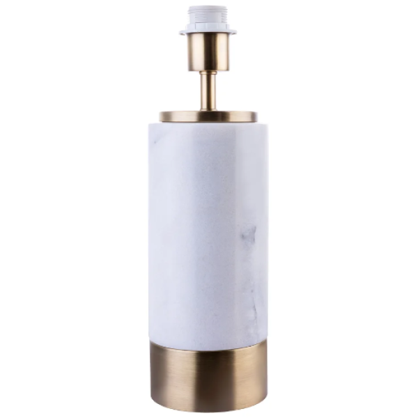 BASE PARA ABAJUR MARMO DOURADO E BRANCO (D)12CM (A)39CM 1XE27 40W - GL001GW