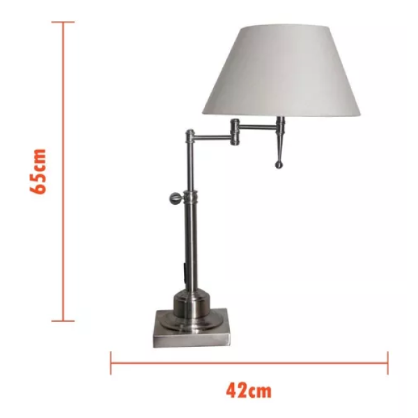 ABAJUR NICKEL NIQUELADO E BEGE (C)42CM (L)33CM (A)65CM 1XE27 40W - LU001T