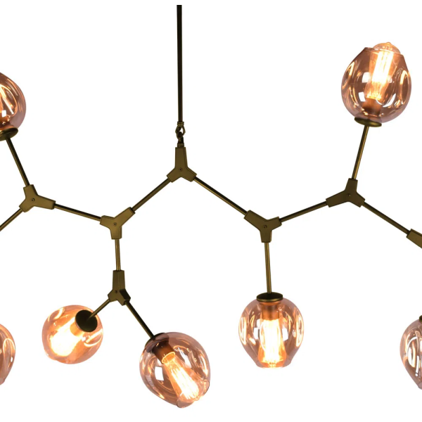 PENDENTE ORBE DOURADO E CHAMPAGNE (C)150CM (L)40CM (A)95CM 9XE27 360W - KY001LG