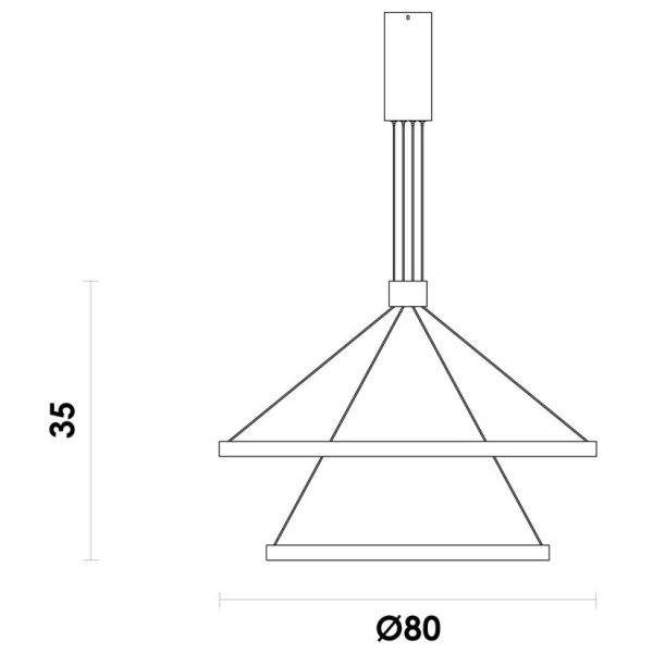 PENDENTE MERIDIANO PRETO E DOURADO (D)80 + 60CM (A)3.5CM 1X125W 3000K 4200LM LED