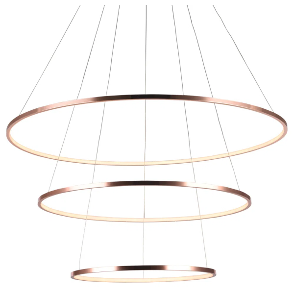 PENDENTE BIRDIE ROSE GOLD E BRANCO (D)80 + 60 + 40CM (A)42CM 17W + 13W + 9W - KW002E