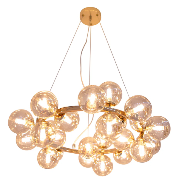 PENDENTE HALO DOURADO E CONHAQUE (D)69.5CM (A)24CM 25XG9 125W