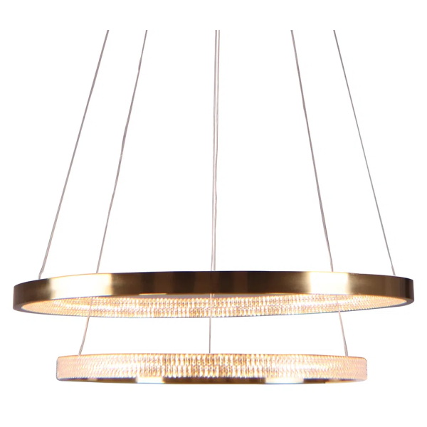 PENDENTE OCA DOURADO E TRANSPARENTE (D)60+40CM (A)4CM 32W + 22W 3000K 3168LM - GD002