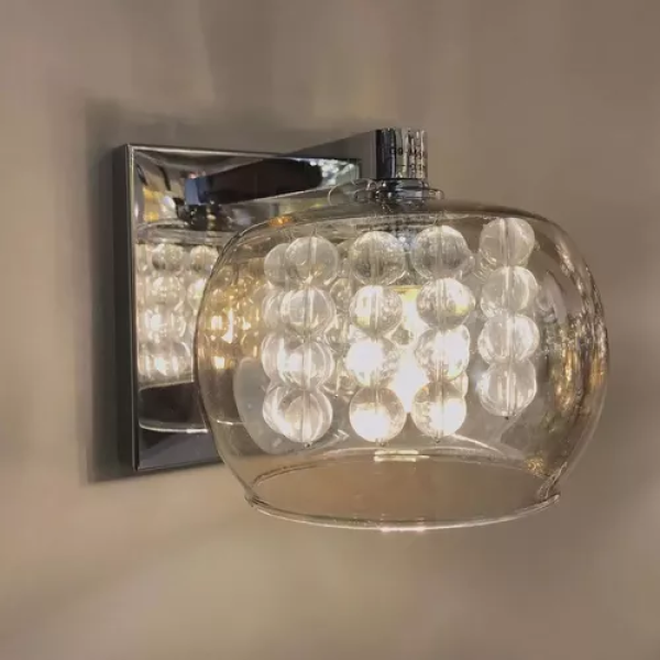 ARANDELA SOHO CROMADO TRANSPARENTE E AMBAR (C)16CM (L)13CM (A)12CM 1XG9 25W - HO7616AM