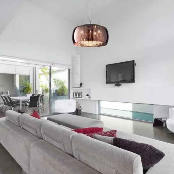 PENDENTE / PLAFON SOHO CROMADO E TRANSPARENTE E COBRE (D)60CM (A)28CM 9XG9 225W - PD006CO