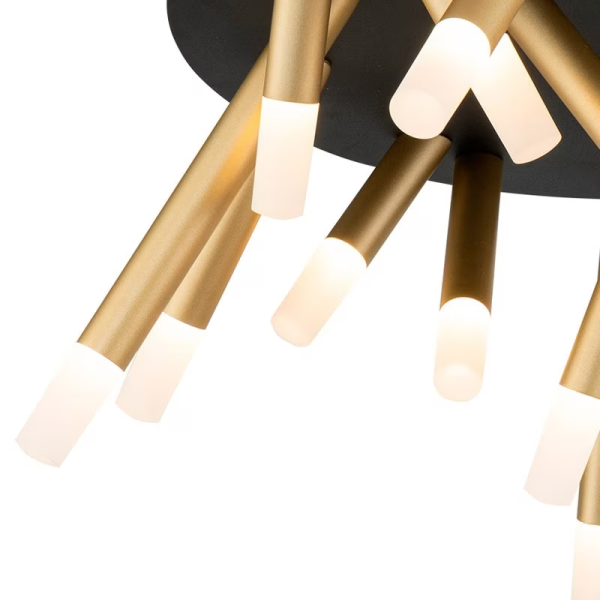 PLAFON DE SOBREPOR MANACÁ DOURADO E PRETO E BRANCO (D)62CM (A)30.5CM 16W + - BD001M